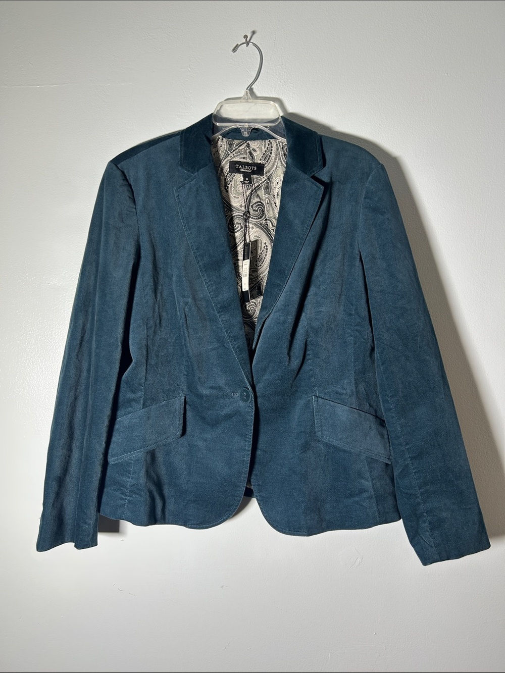 NWT Talbots Women's Teal Blue Velour Blazer